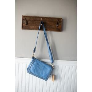 Free People Bolsa Nova Marisa Messenger Bag Studded Purse Light blue